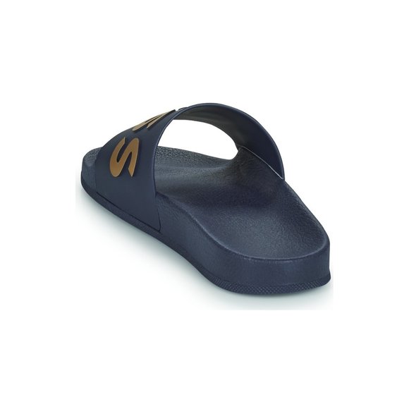 BOSS Italian Slides Logo Strap Contoured Sole Blue Gold Size 9 Mens Slides Shoes - Picture 5 of 7